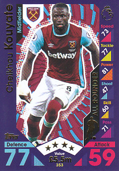 Cheikhou Kouyate West Ham United 2016/17 Topps Match Attax All Rounder #353